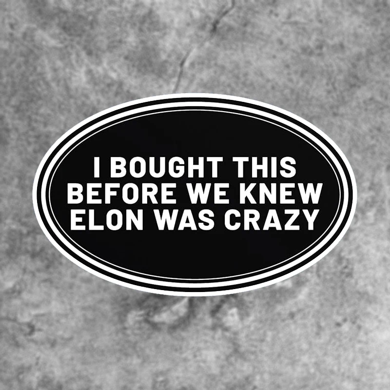 

1PC I Bought This Before We Knew Elon Was Crazy Waterproof Car Sticker Auto Bumper Rear Windshield Vinyl Decals for Tesla