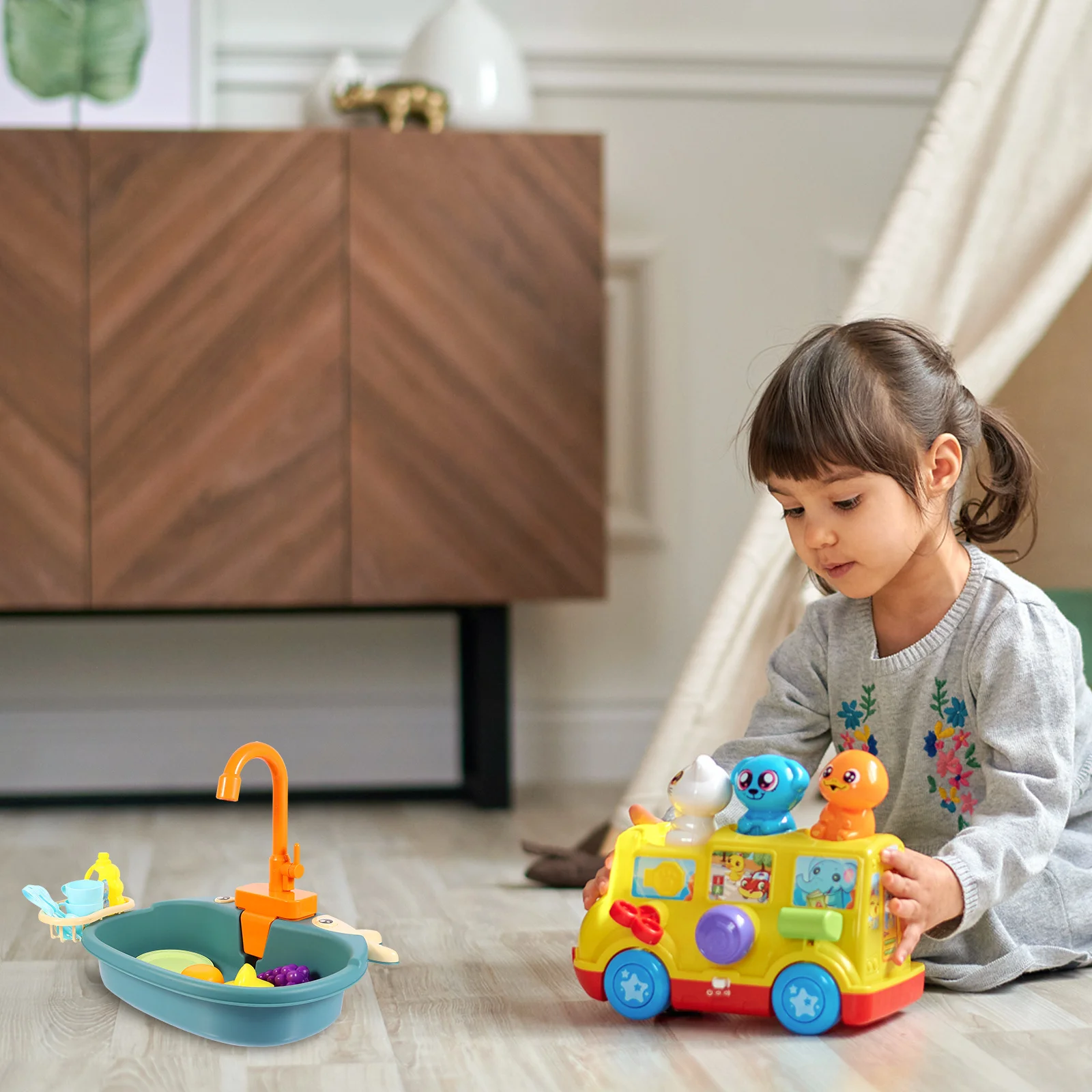 1 set 1 Set Plastic Gesimuleerde Spoelbak Kids Pretend Keuken Spelen Educatief Elektrische Vaatwasser Kinderen Speelhuis Water wastafel