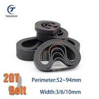 2GT 2MGT Rubber Closed Loop Timing Belt Width 6/10mm GT2 Synchronous Belt length 52 56 66 70 72 74 76 78 80 82 84 86 90 92 94mm