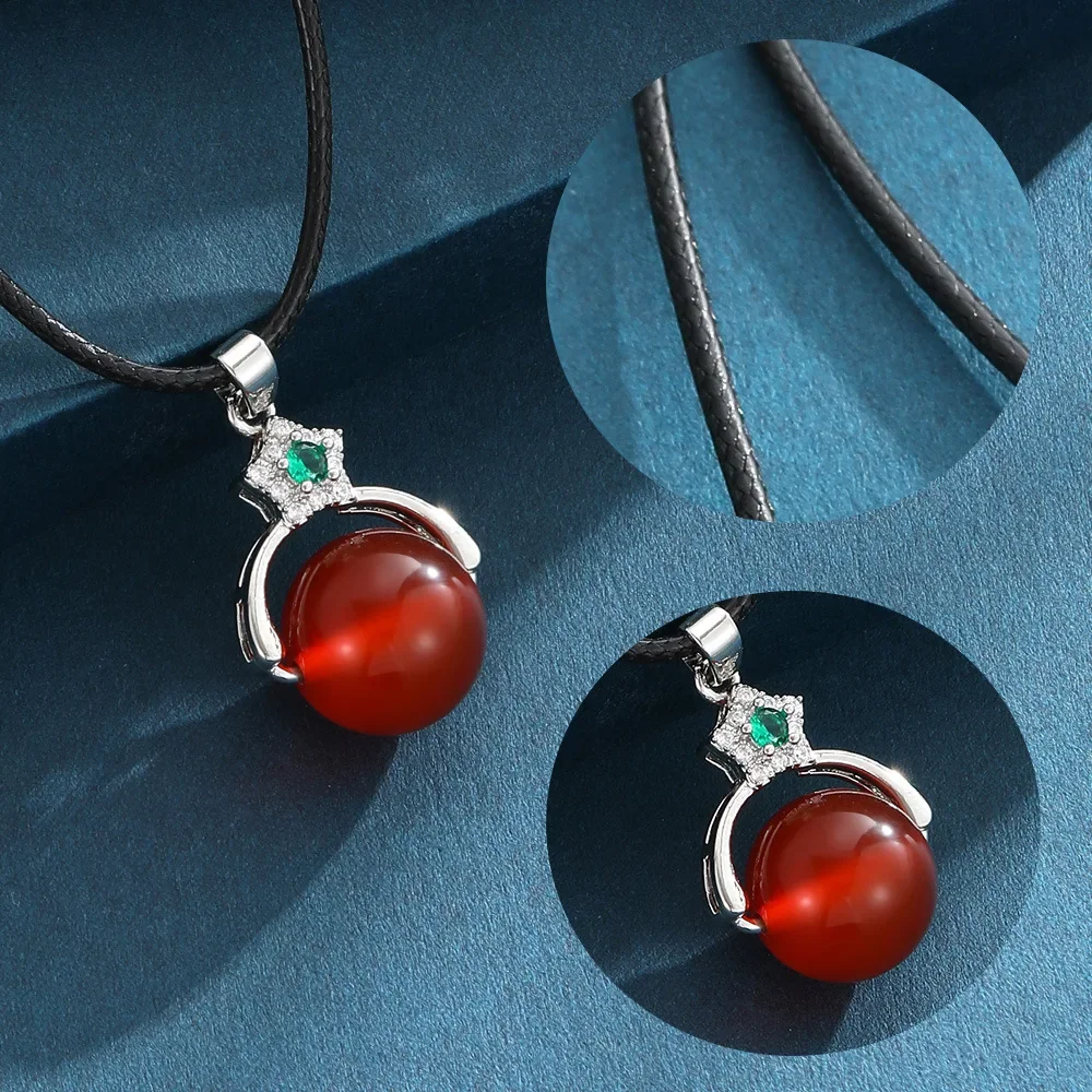 Corda di cera, corda di cuoio nera, corda per collana, ciondolo zircone, corda pendente, corda pendente in giada, corda pendente