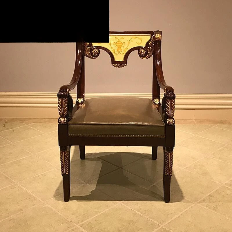 Mahogany Single Book Chair Painted Leisure Chair Villa Mansion