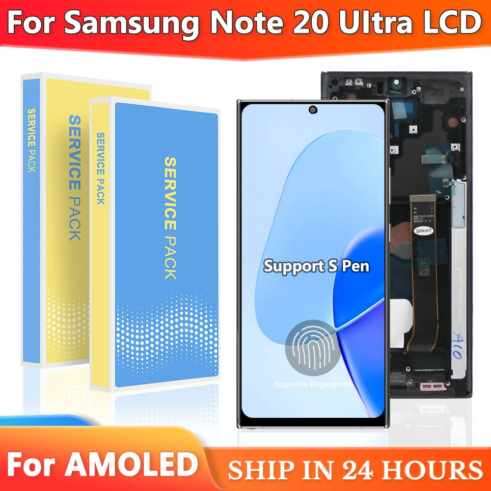 

Super AMOLED Note 20 Ultra Screen Assembly, for Samsung Note20 Ultra N985F N986B Lcd Display Digital Touch Screen With Frame