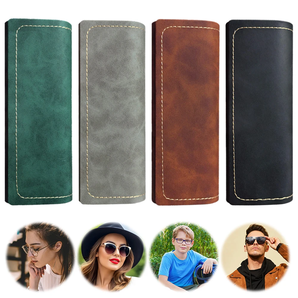 

Набор из 4 футляров для очков: однотонные, простые, из искусственной кожи, жесткие, для хранения и защиты солнцезащитных очков