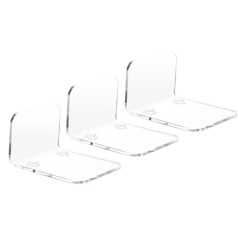 Set of 3 Acrylic Floating Shelves for Surveillances Cameras Easy to Install Storage Rack Wall Mounted Speakers