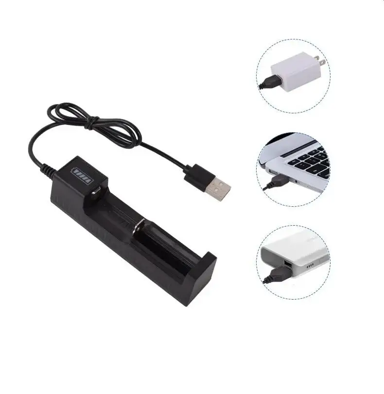 18650 Battery Charger USB 1 Slot Universal Quick Charging Rechargeable Lithium Battery Charger for 18650 26650 14500 16340 18500