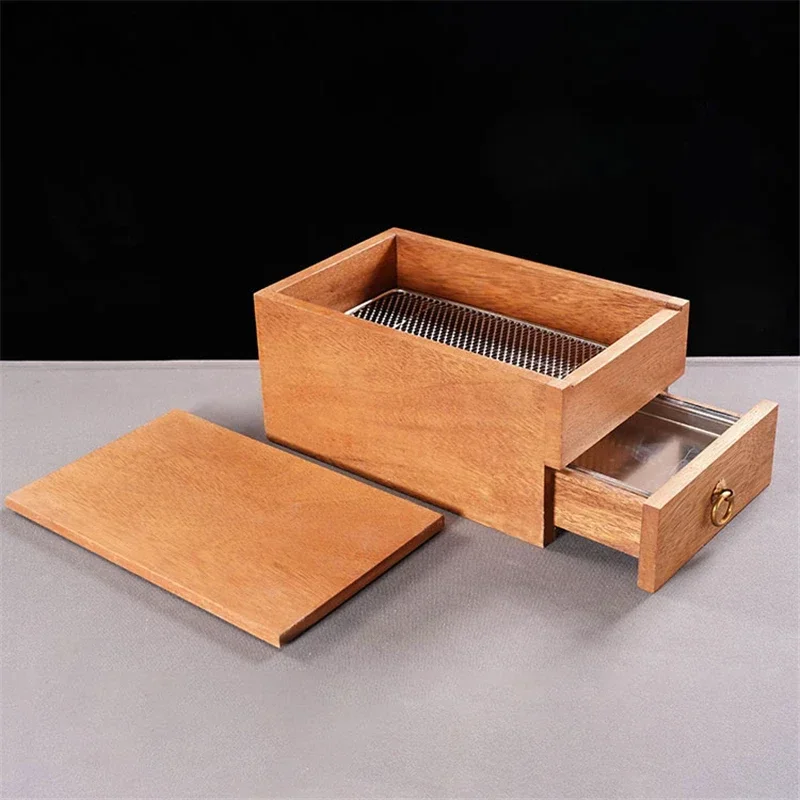 

Western style carbon fire steak barbecue box Smoked meat box Western food dishes Creative wooden tableware in the restaurant