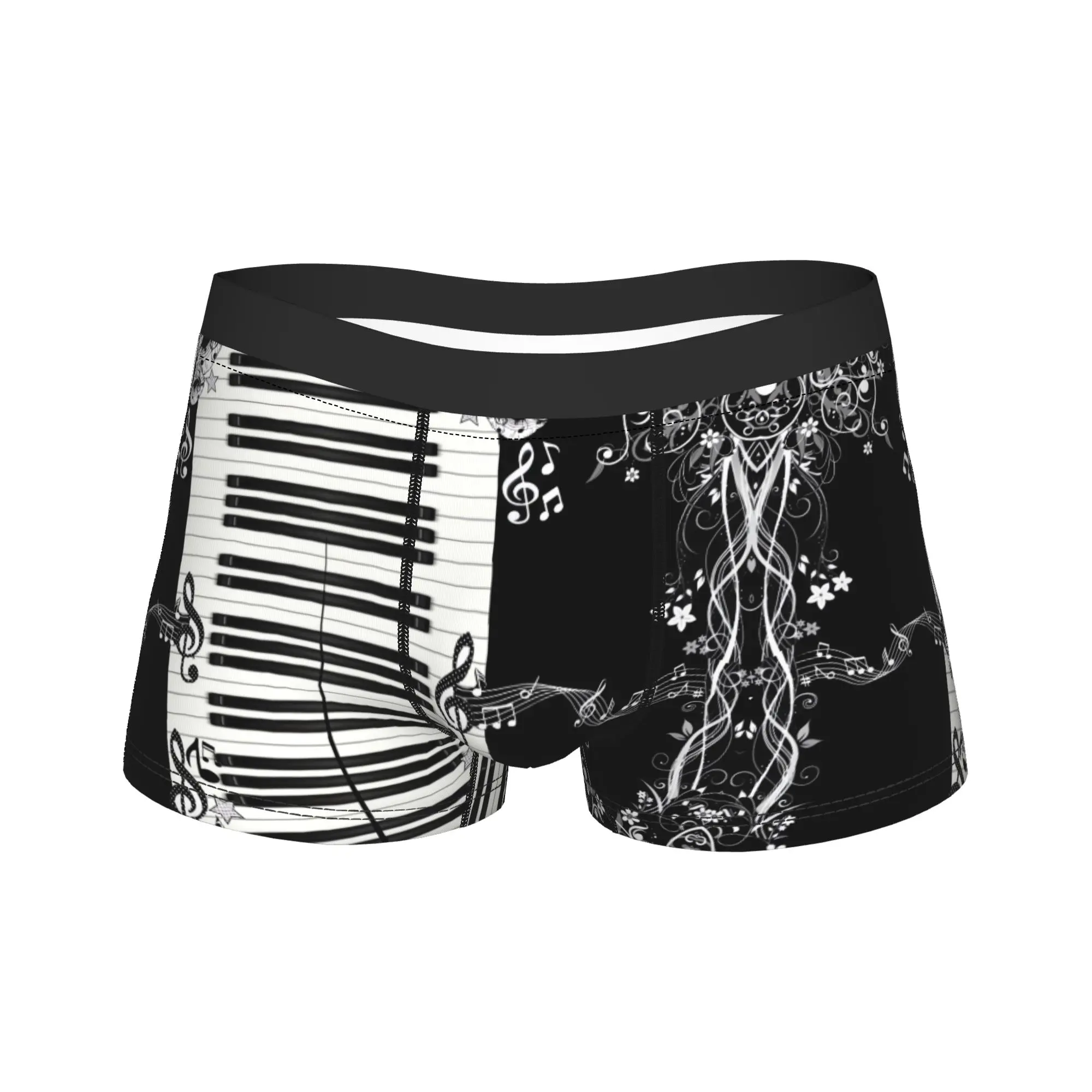 

Piano Key And Music Note Underwear Soft Trend Underpants Pattern Boxer Brief For Male 3D Pouch Oversize Boxershorts
