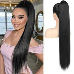 36 Inch Synthetic Long Layered Straight Drawstring Ponytail Extension Soft Clip-In Hair Extensions for Women Hairpiece