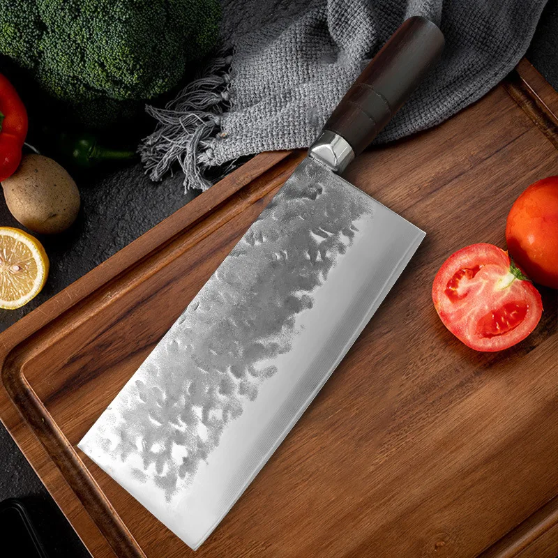 8 Inch Chinese Chef Knife Weld Damascus Steel Blade Cleaver Slicing Handmade Forged Kitchen Knives Cooking Tools Wood Handle