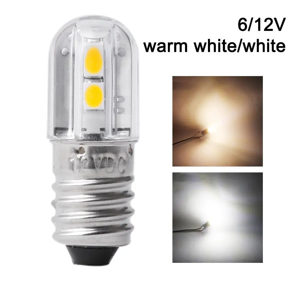 E10 4SMD DC 3V 6V 12V E10 LED Bulb For Flashlight Replacement Torch Work Light Instrument Lamp White and Warm White
