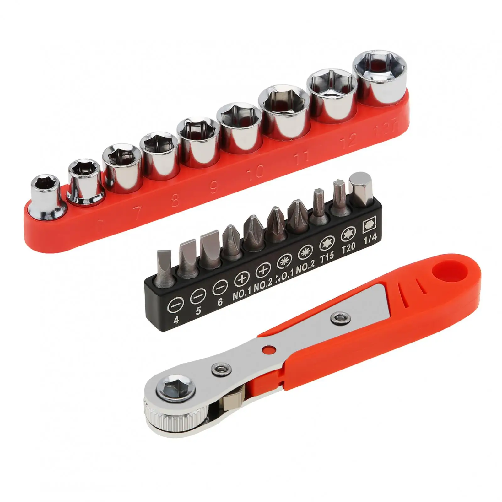 Mini Ratchet Wrench Set 1/4 Inch Screwdriver Bits Set with Multi Screw Drive Hex Socket Bits Set Dual Purpose L Bending Wrench