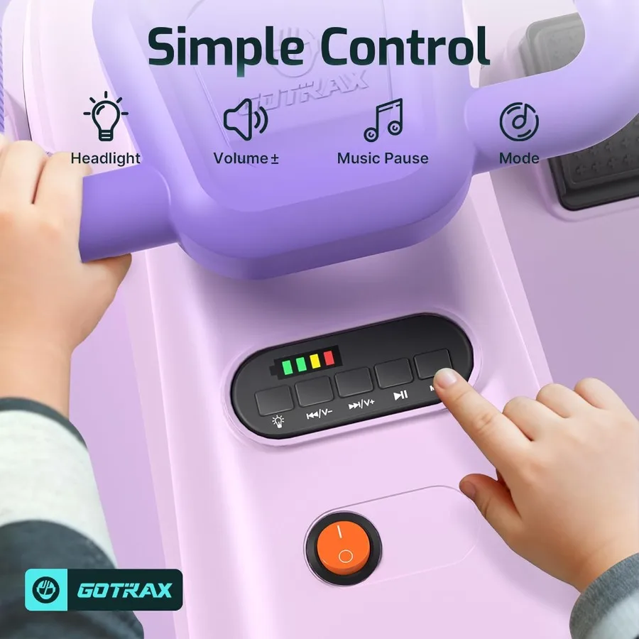 Coche eléctrico Wiggle para niños, batería grande de 12 V hasta 120 minutos de reproducción, altavoz musical y ruedas flash traseras, pantalla de batería y fácil como