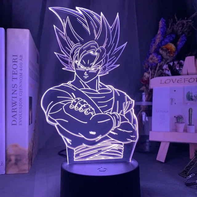 Dragon Ball Z King Cartoon 3D LED Light, Anime Figure Night Light, Son Goku, GK Vegeta, Lâmpada de Mesa, Decoração Do Quarto, Presente De Aniversário