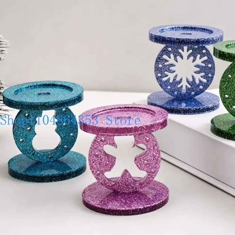 652F DIY Christmas Holder Mold, Reusable Silicone Casting Form for Craft Beginners Making Four Holiday Figure, Tree and Winter
