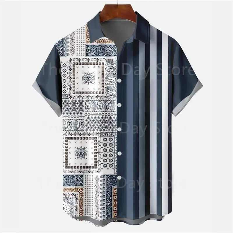 Men\'s Casual Social Hawaiian Oversized Short Sleeve Shirt Elegant Vintage Harajuku Summer Fashion Designer Clothing Pattern Top