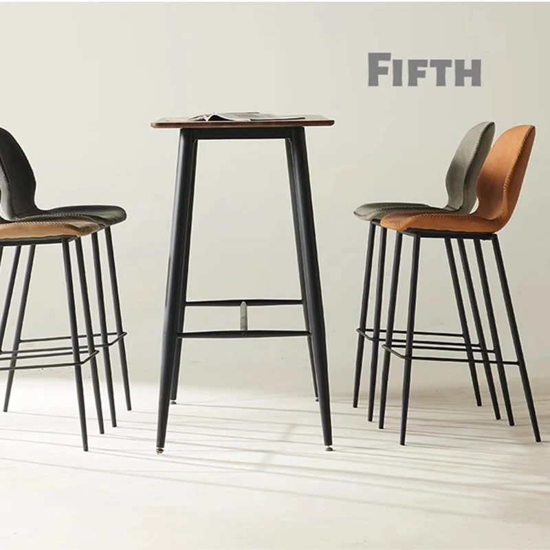 Modern Minimalist Bar Chairs Nordic Luxury Bedroom Leather Bar Chairs Kitchen Grey Taburetes Para Barra De Cocina Furniture