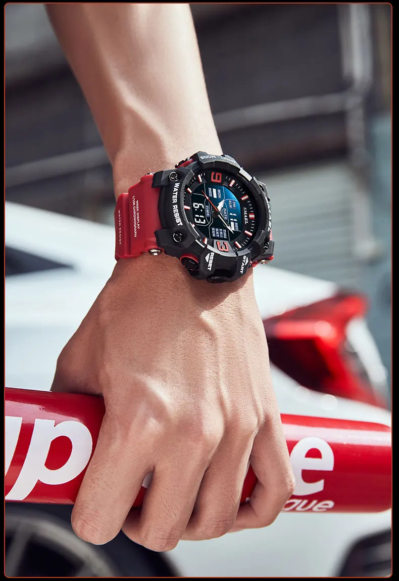 SMAEL 8049 Watch Sport LED Light Alarm Clock Dual Time Display WaterproofWeek Auto Date Wristwatches Quartz S43dfdcfcfbdc46bc8797ab204327e80cy
