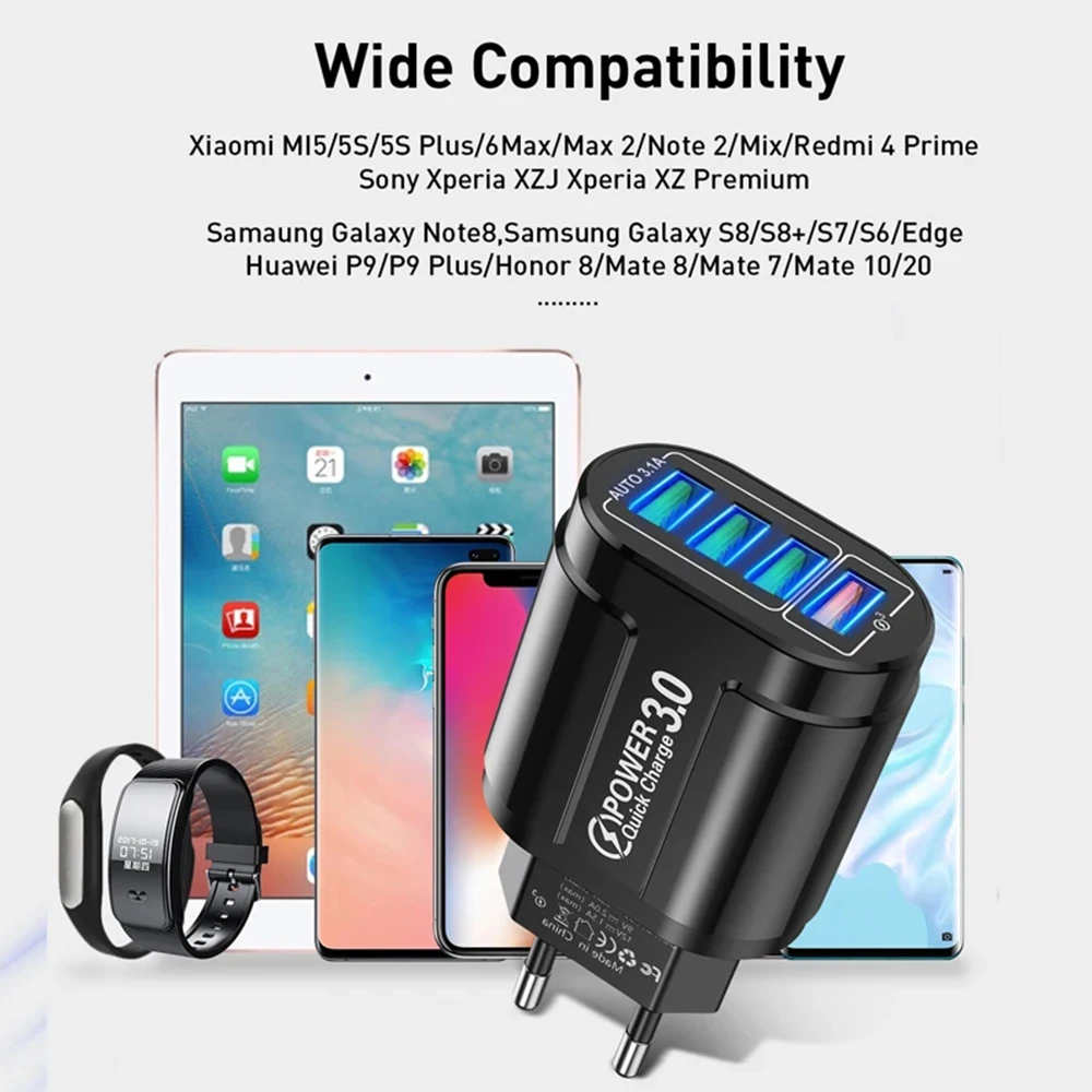 48W Fast Charging USB Type C Charger 4 Port EU KR PD QC3.0 Wall Quick Charge Phone Adapter For iPhone 15 Xiaomi Huawei Samsung image 6