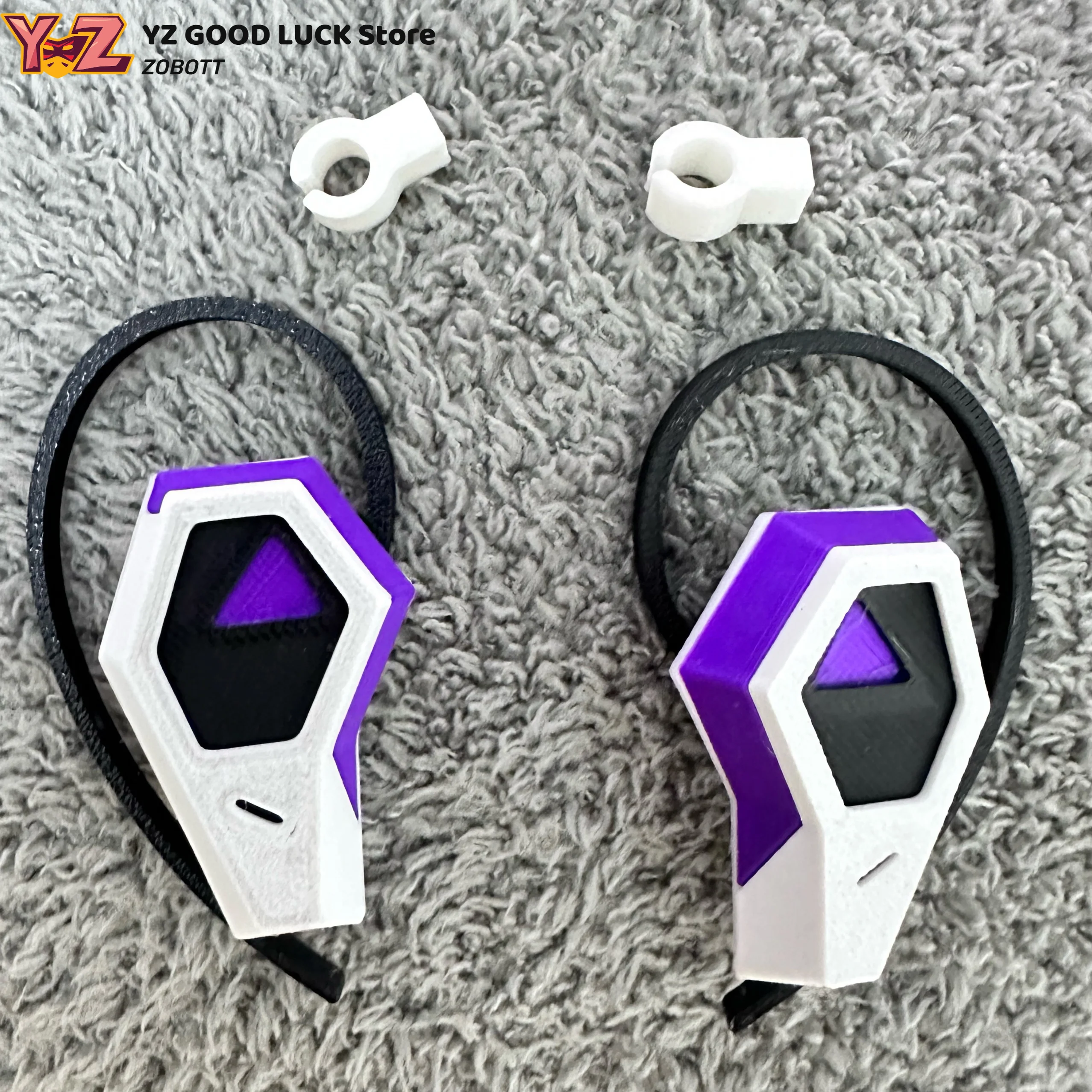 Jogo valorant iso cosplay fone de ouvido capa impressão 3d fones de ouvido plástico roxo fone de ouvido traje adereços acessórios