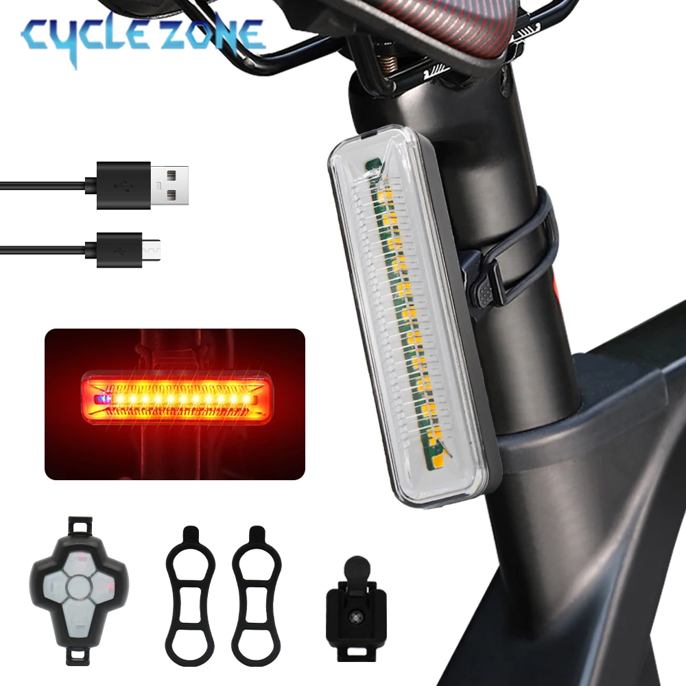 Bicycle Turn Signal Rear Light USB Rechargeable Scooter Bike Turn Signal Warning Lamp Bike Wireless Safety Warning Tail Light