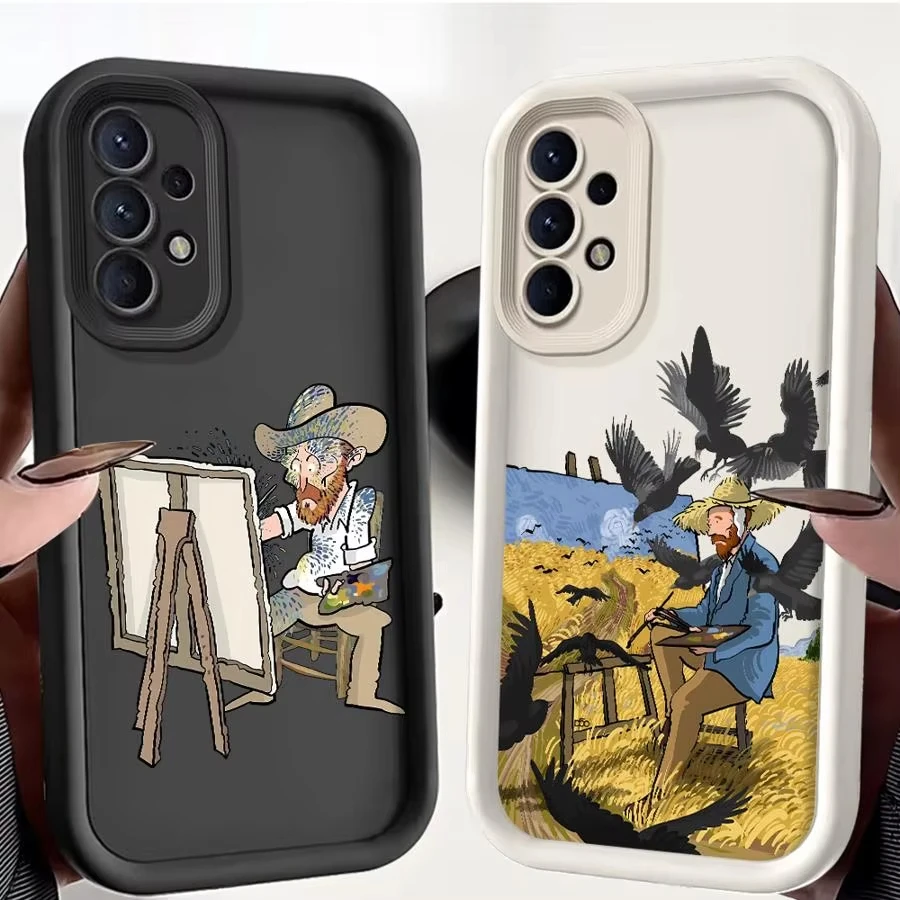 Sky  grassland  eagle Soft Shell Phone Case for Samsung Galaxy A35 A73 A52 A15 A54 A55 A51 A25 A53 A72 A71 A06 Van Gogh Creativi
