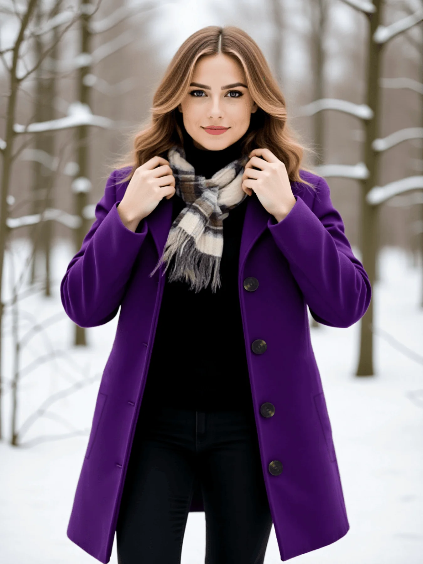 Women's Warm Lined Single-Breasted Woolen Coat Thickened Trench Inspired Overcoat for Autumn Winter Commute