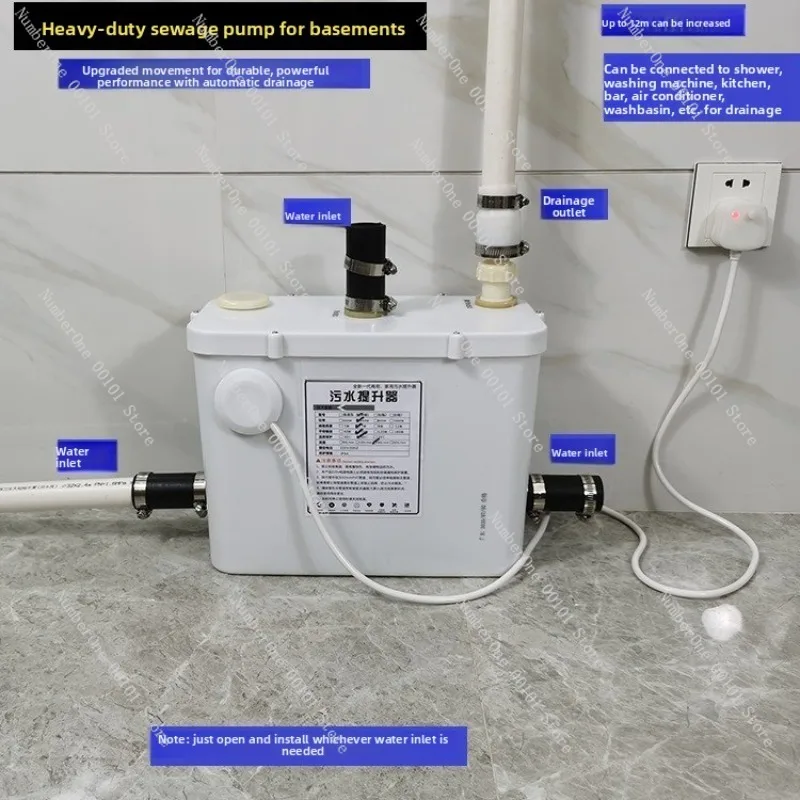 Household crushing sewage lifter Shopping mall kitchen bathroom basement villa automatic sewage pump