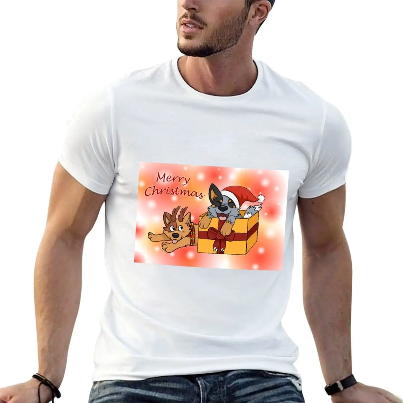 Cattle Dog Christmas T-Shirt football t shirt customizeds plain black t shirts men