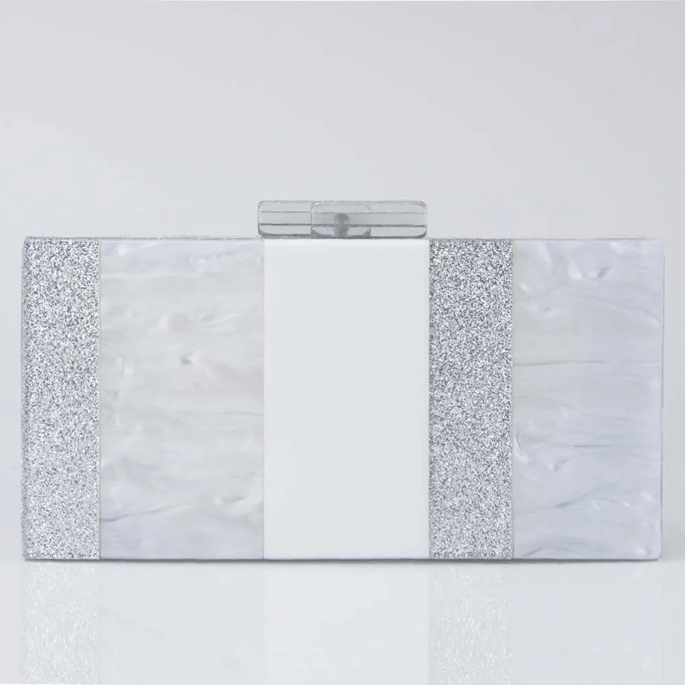 

Модный белый акриловый женский клатч через плечо, разноцветная вечерняя сумка для коктейлей и свадеб