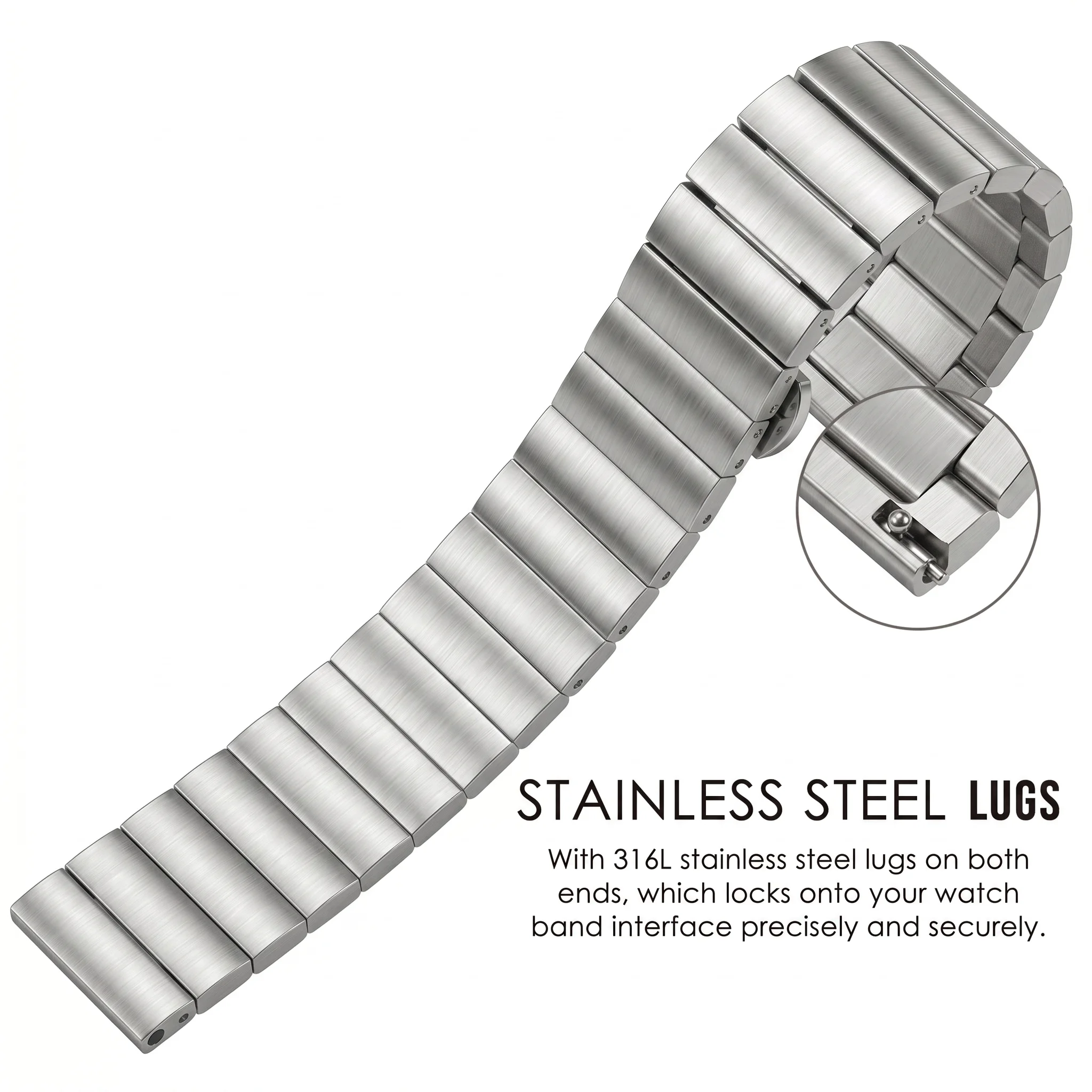 Solid Stainless Steel Watch Band 16mm 18mm 20mm 22mm Quick Release Silver Black Brushed Metal Bracelet Strap