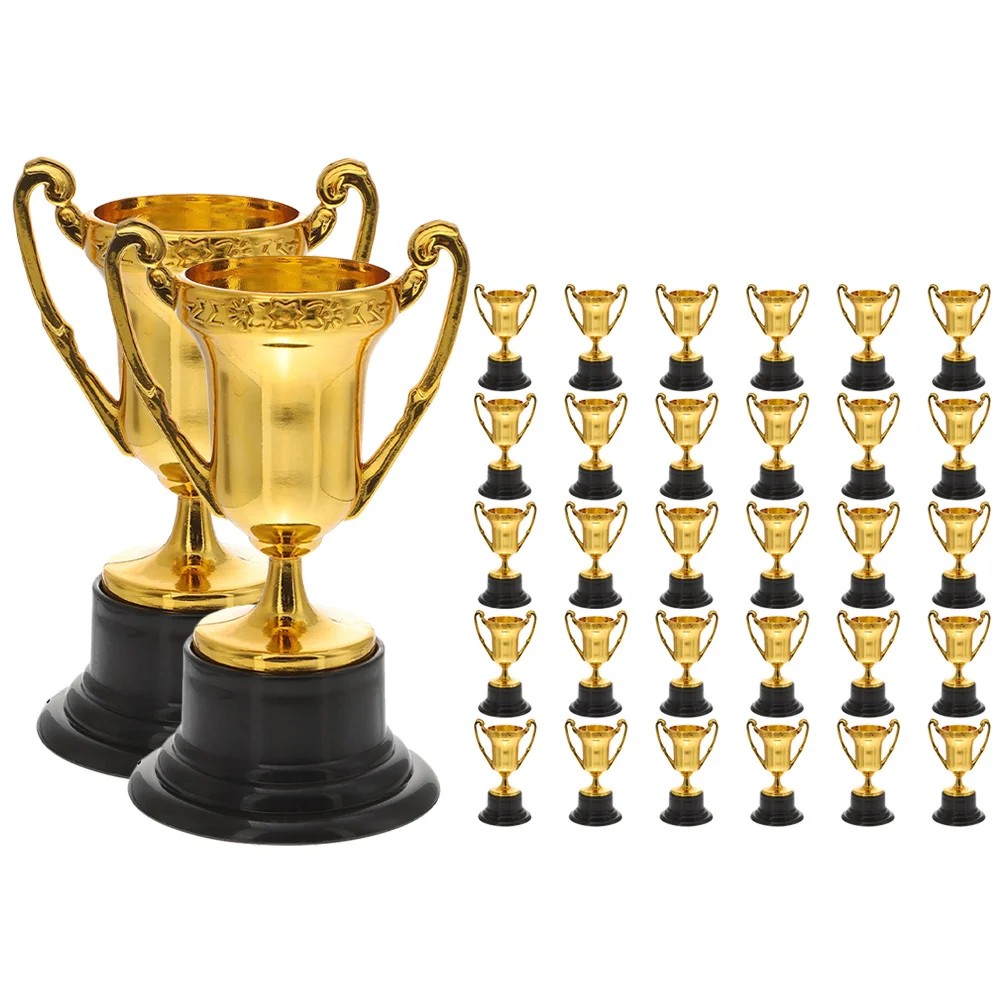 32 Pcs Mini Trophy Small Award Party Props Kids Prize Race Game Sports Trophies Smooth Plastic Material Compact