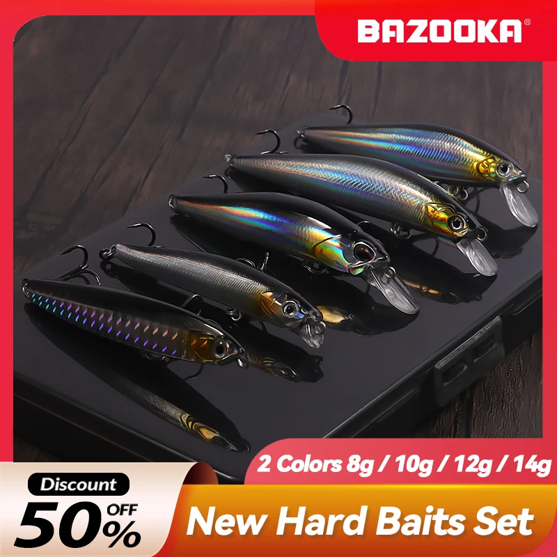 

Bazooka 12g 14g Floating Minnow Fishing Lure Set Hard Bait Sinking Jerkbait Carkbait SwimBaits Wobblers Bass Pike Trout Winter