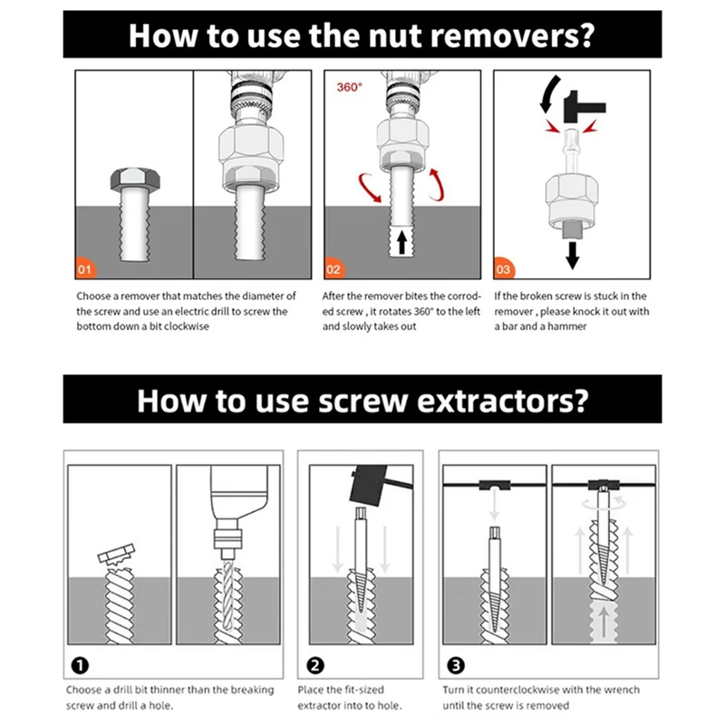 ABNG 26-компонентный шестигранный винт, инструментальная втулка, экстрактор сломанной проволоки, серебро используется для удаления поврежденных шпилек, болтов и винтов.