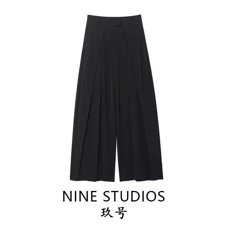 

Женские брюки NINE ZAR: черные, со средней посадкой, свободные, широкие штанины, повседневные, прямые, из комфортной хлопковой ткани