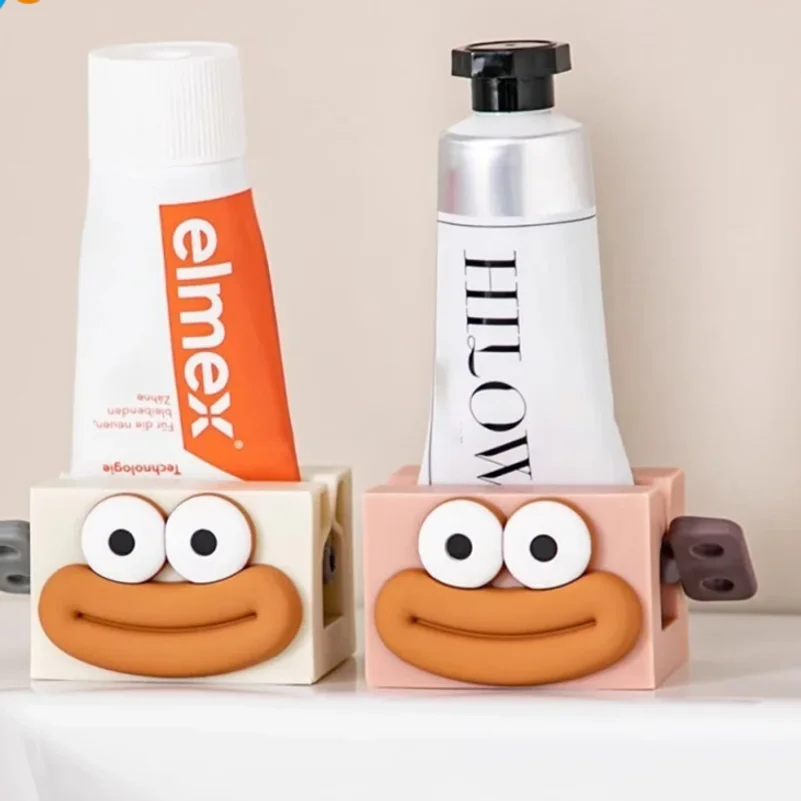 New Cartoon Manual Squeezers Toothpaste Home Bathroom Facial Cleanser Rolling Squeeze Clip Seat Holder Toothpaste Stand Cute
