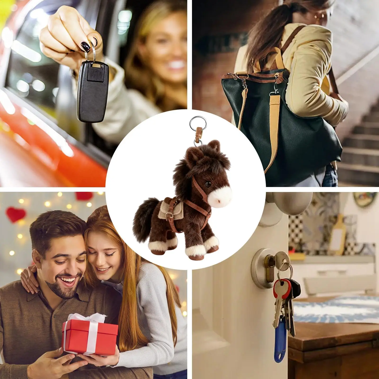 

Horse Year Mascot Plush Toys Keychain LuckyPony Doll Pendant Zodiacs Horse Car Hanging Home Decoration New Years Gift