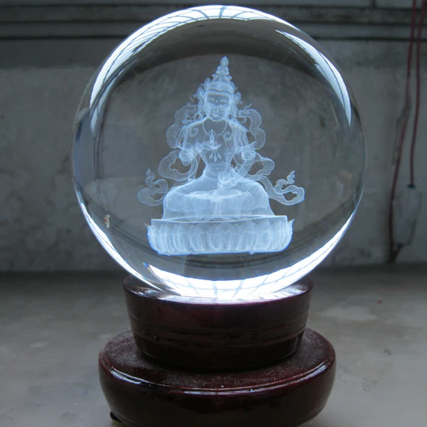 Wholesale Buddha # efficacious HOME House Talisman- The town house Buddhist 3D Vajrasattva Buddha Crystal ball  statue