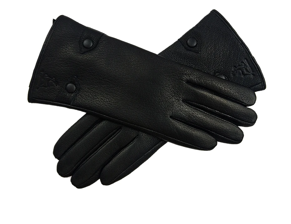 Women's Winter Leather Gloves Soft Lined High-Quality Deer Skin Touch Fastening Design Outdoor Warm Windproof Mittens