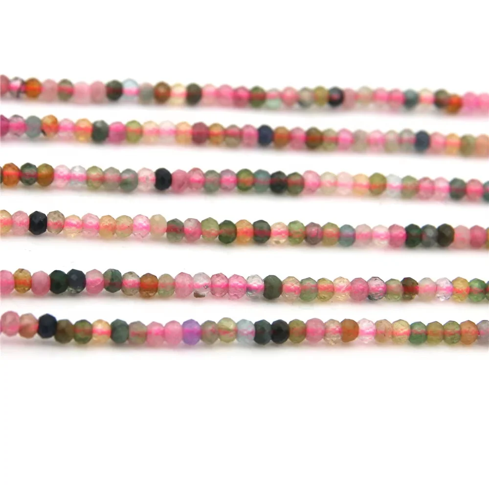 

Natural Gemstone Tourmaline Loose Beads Strand Mix Color Faceted Abacus1.5x2-3x4mm For Jewellery Craft Making Bracelet Necklace
