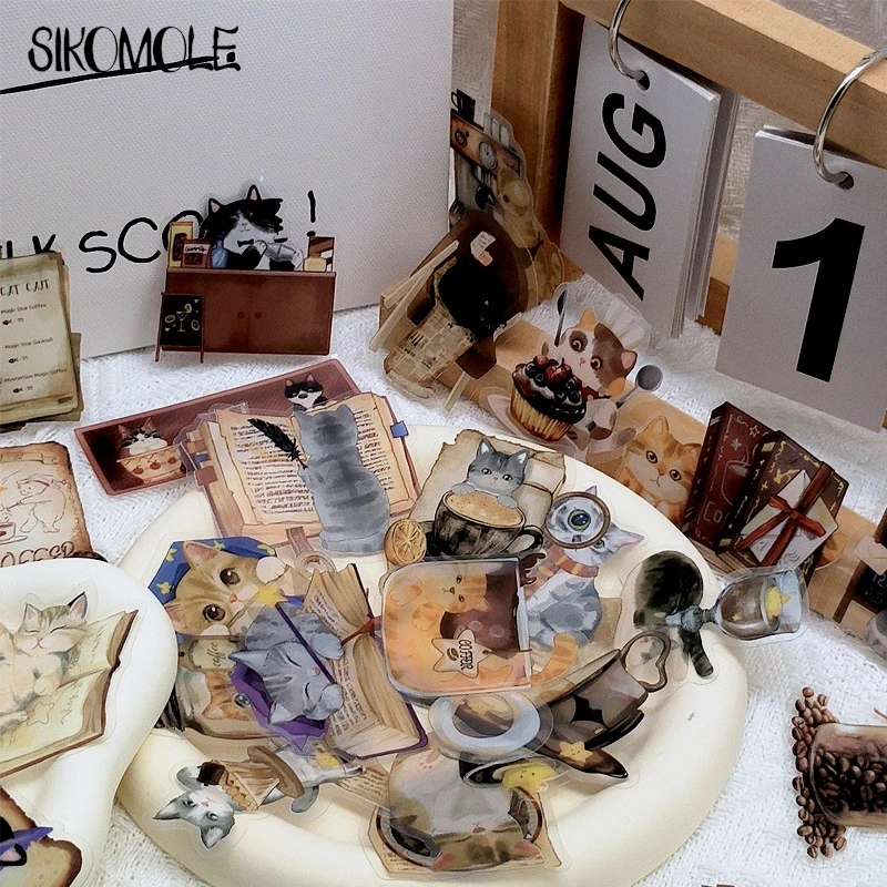 

50 шт., прозрачные наклейки с героями мультфильмов, граффити, ретро-кафе, книга INS, сделай сам, дневник, декоративные аккаунты, скейтборды, набор наклеек с граффити