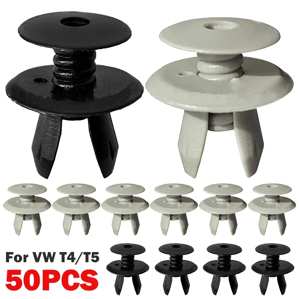 50PCS Car Door Roof Side Trim Panel Headliner Carpet Lining Fixing Fastener Clip Rivet 9mm For Vw T4 And T5 Models