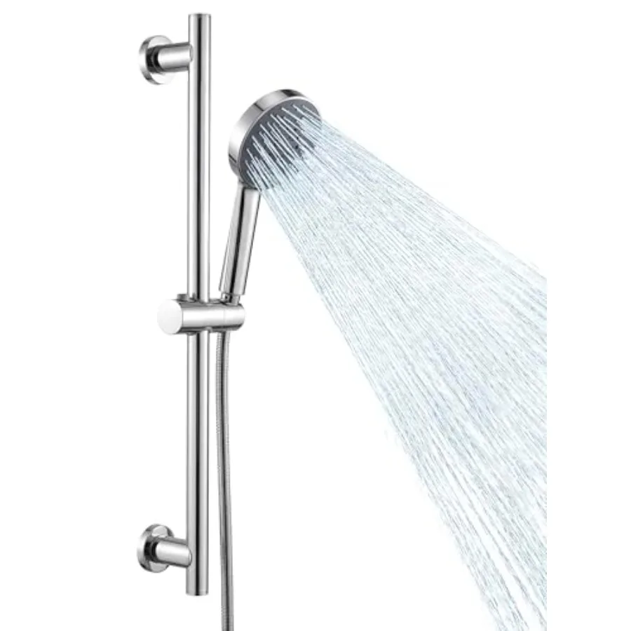 

Adjustable Shower Head with Slide Bar Handheld Shower Head Holder 5 Function with Extra Long Hose System Set Wall Mount 18/8 St