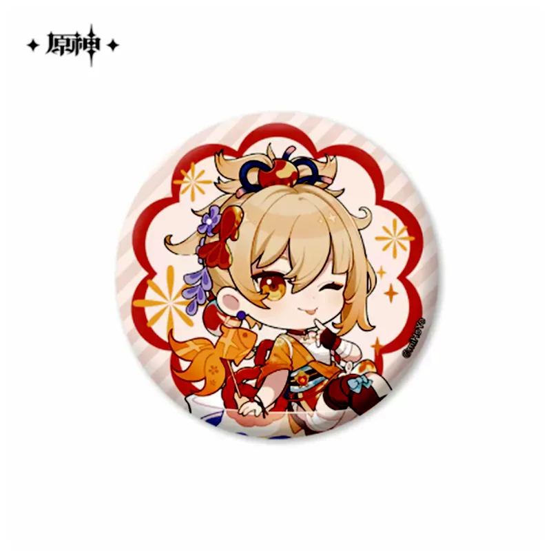 【Mihoyo】2023 New Genshin Impact Q Version Double Flash Badge Yoimiya Gorou Xinyan Fischl Halloween  Gift