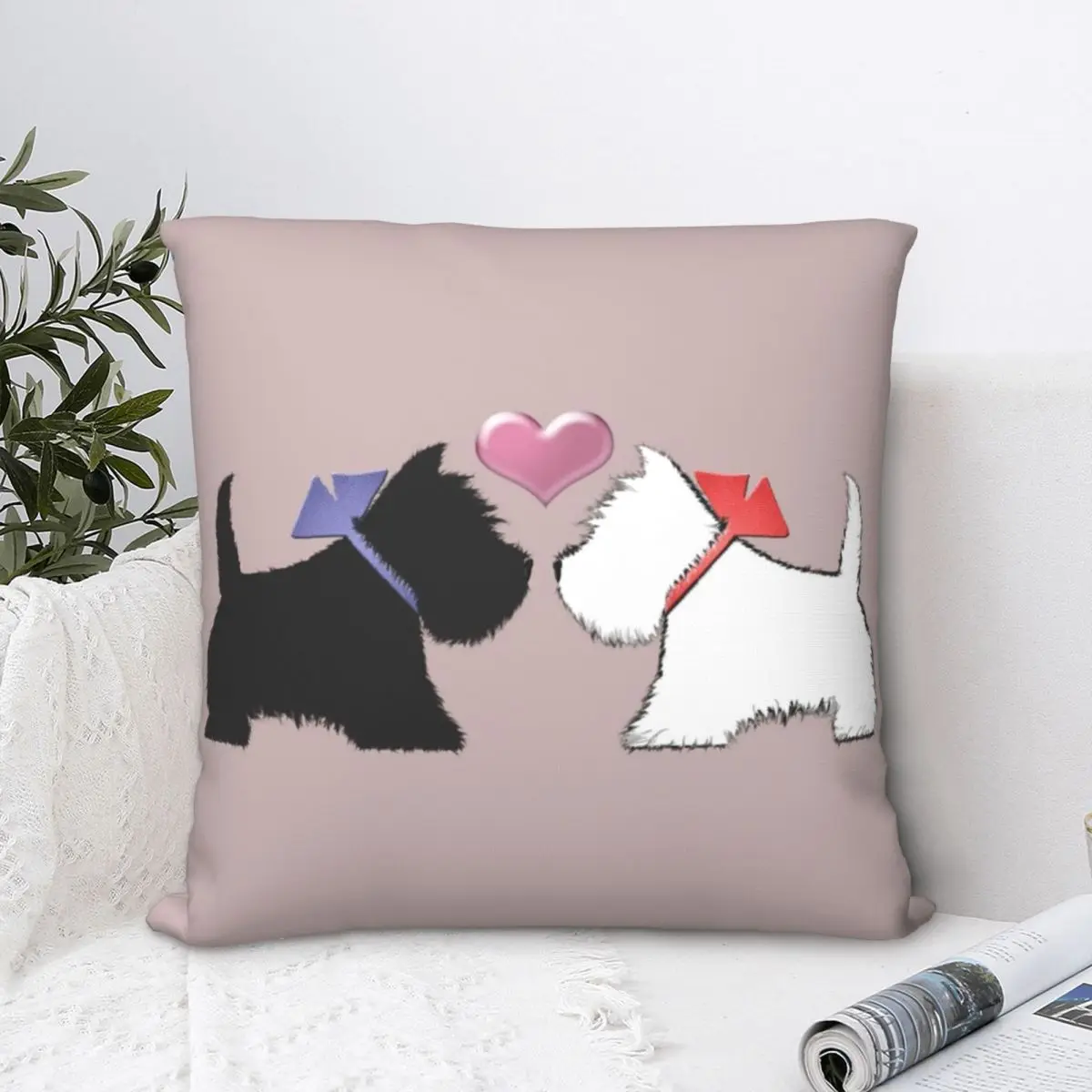 

Westie Dog And Scotty Dog Art Square Pillowcase Polyester Pillow Cover Velvet Cushion Decor Comfort Throw Pillow For Home Sofa