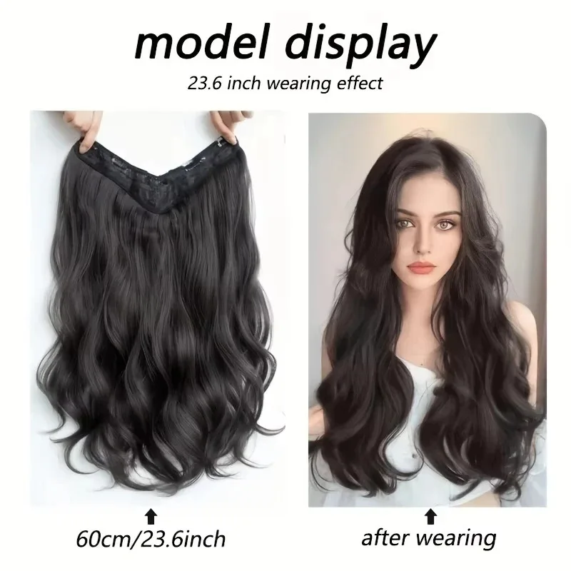 Extensiones de Cabello Sintético de Onda Larga Invisibles - Aspecto de Cabello Más Voluminoso, Mechones de Aspecto Natural - Diseño de Peinado con Confianza