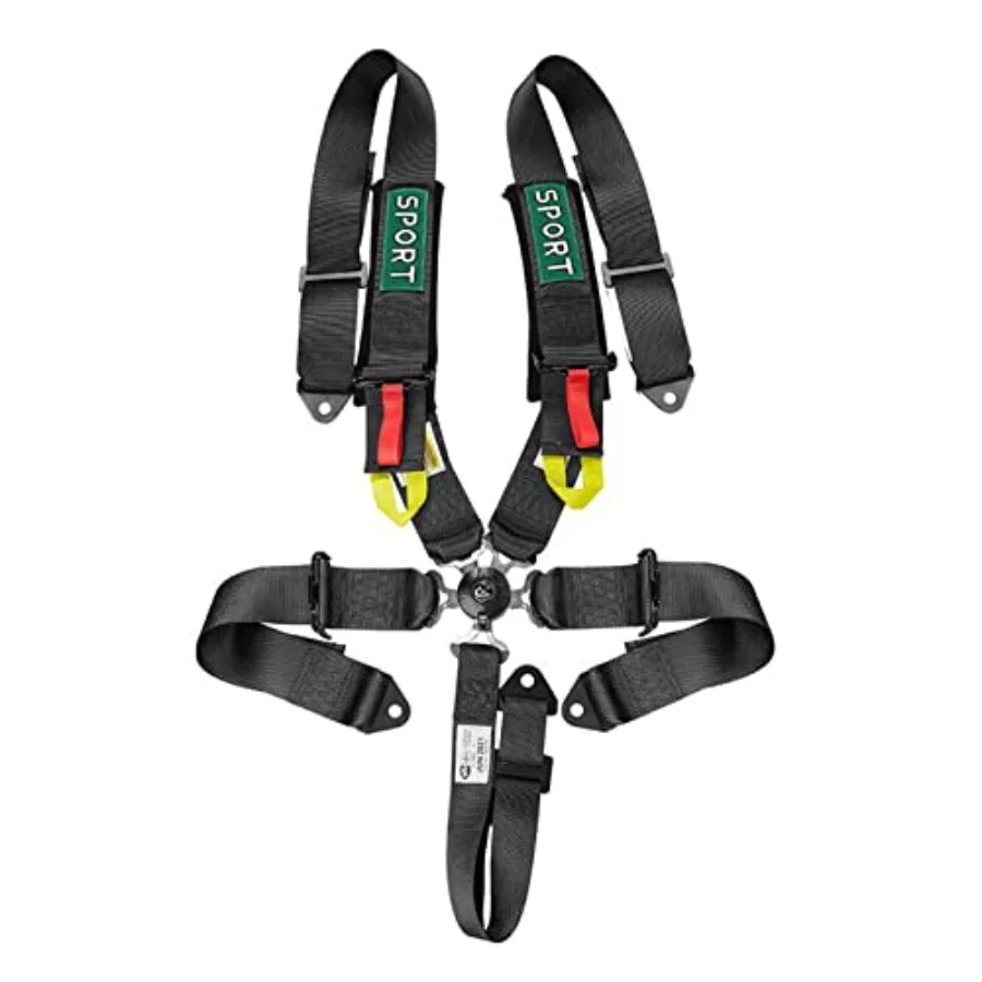 

5-Point Racing Harness SFI, 1PC Black Racing Belts 5 Point Harness Sets with Ultra Comfort Heavy Duty 3 Inch Shoulder Pads