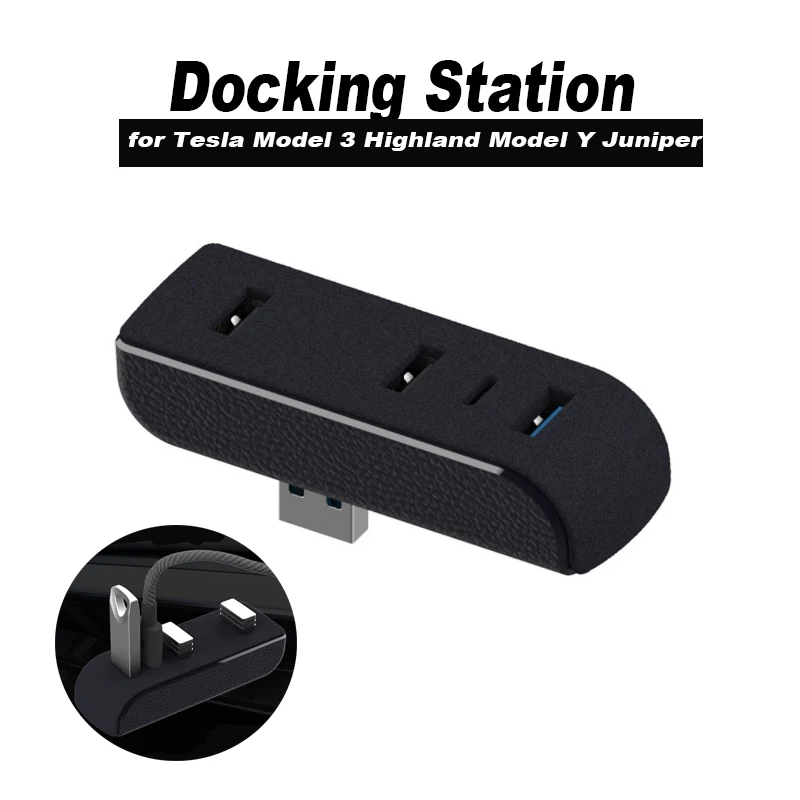 Docking Station for Tesla New Model 3 ModelY Juniper Glove Box Expansion USB Hub Fast Charging Upgrade Data Transfer Adapter