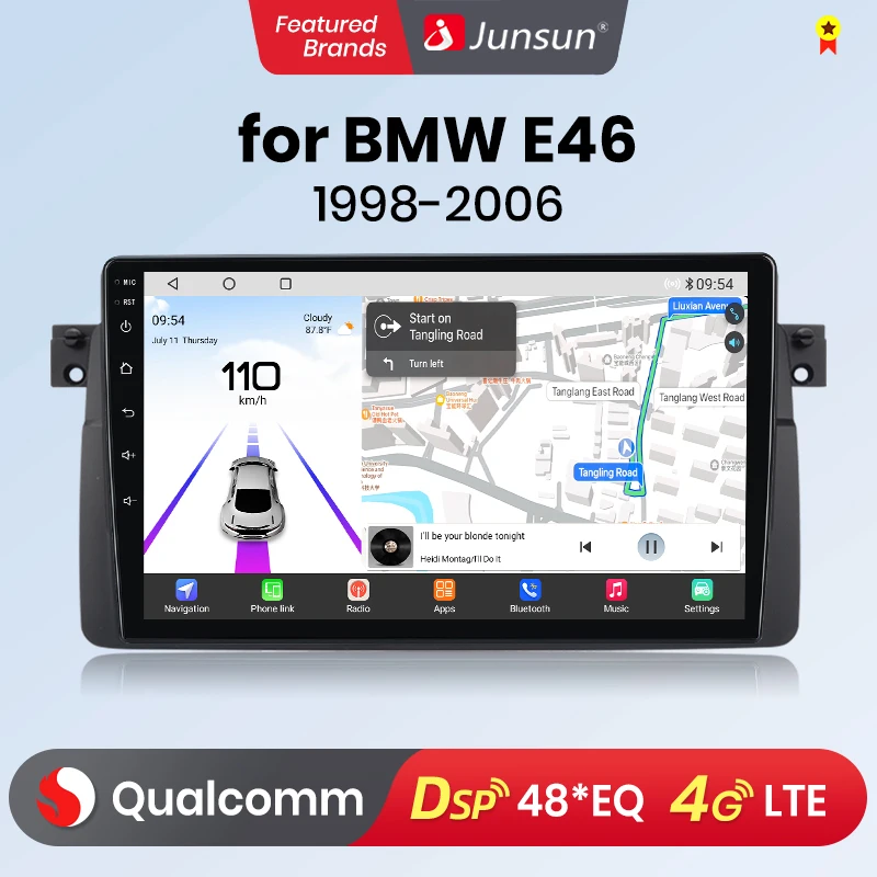 Junsun Android13 Qualcomm 8 Core Wireless CarPlay for Apple Android car Car Radio For BMW E46 M3 318/320 1998-2006 Car Radio GPS