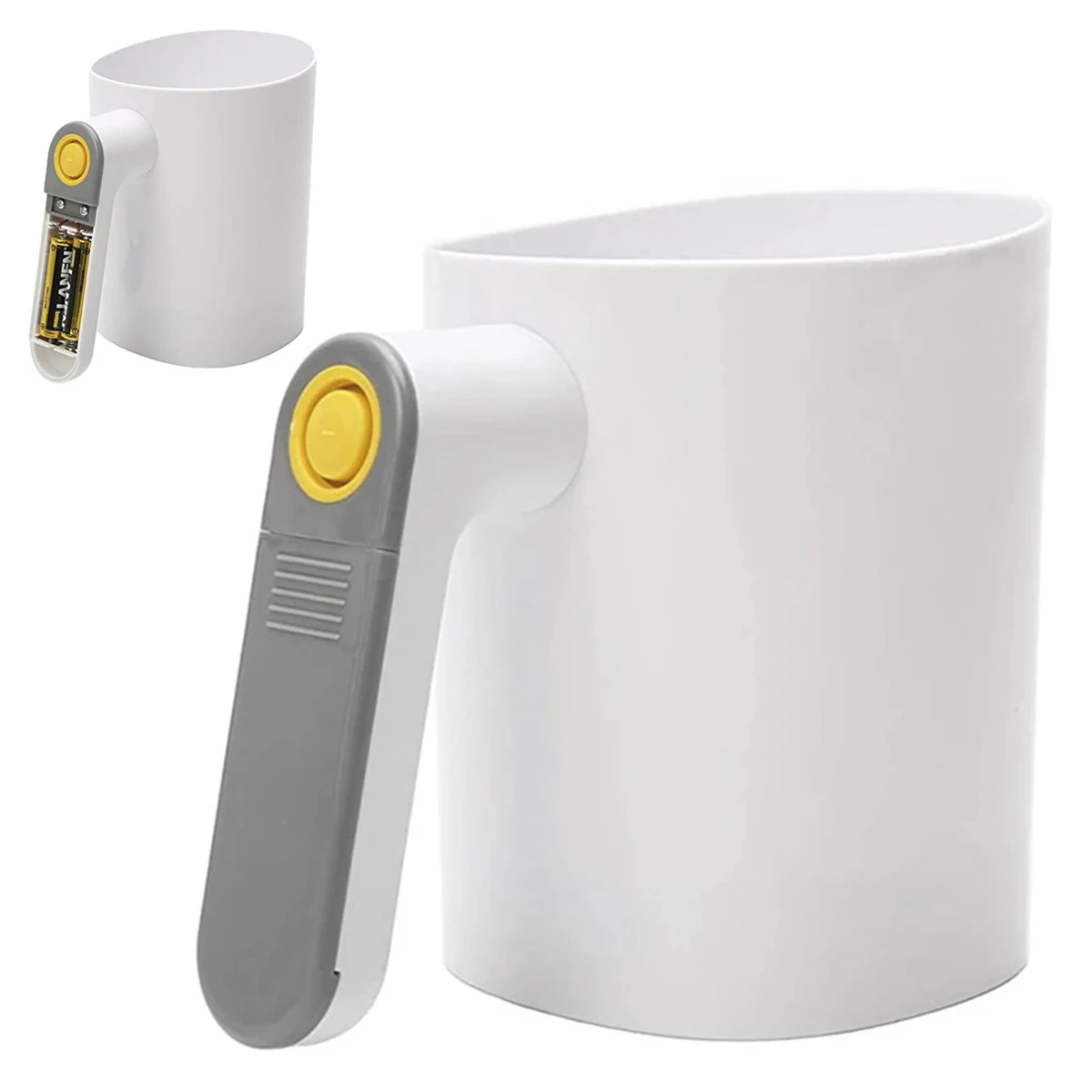 Electric Flour Shifter 1L Automatic Flour Strainer Handheld Cup Shape White Powder Sieve Battery Operated Fine Stainless Steel