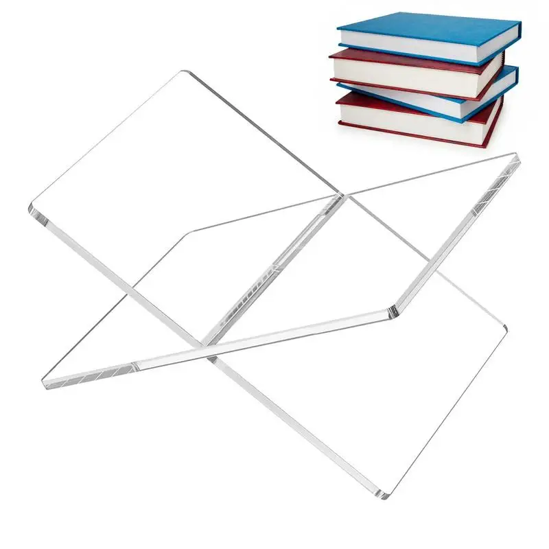 X-Type Acrylic Bookshelf Clear Book Holder Reading Sheet Music Album Magazines Book Display Shelf Kitchen Menu Recipe Holder